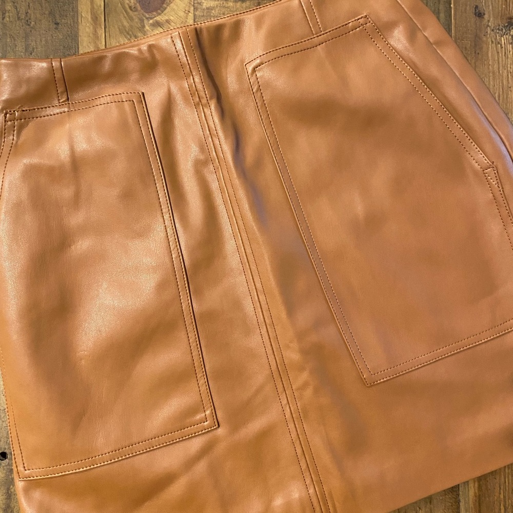 Tan Faux Leather Skirt